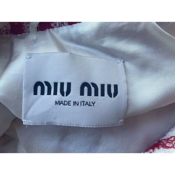 Miu Miu Red & White Checkered Button-Up Jacket With Pockets Made In Italy Wool B - Picture 9 of 9